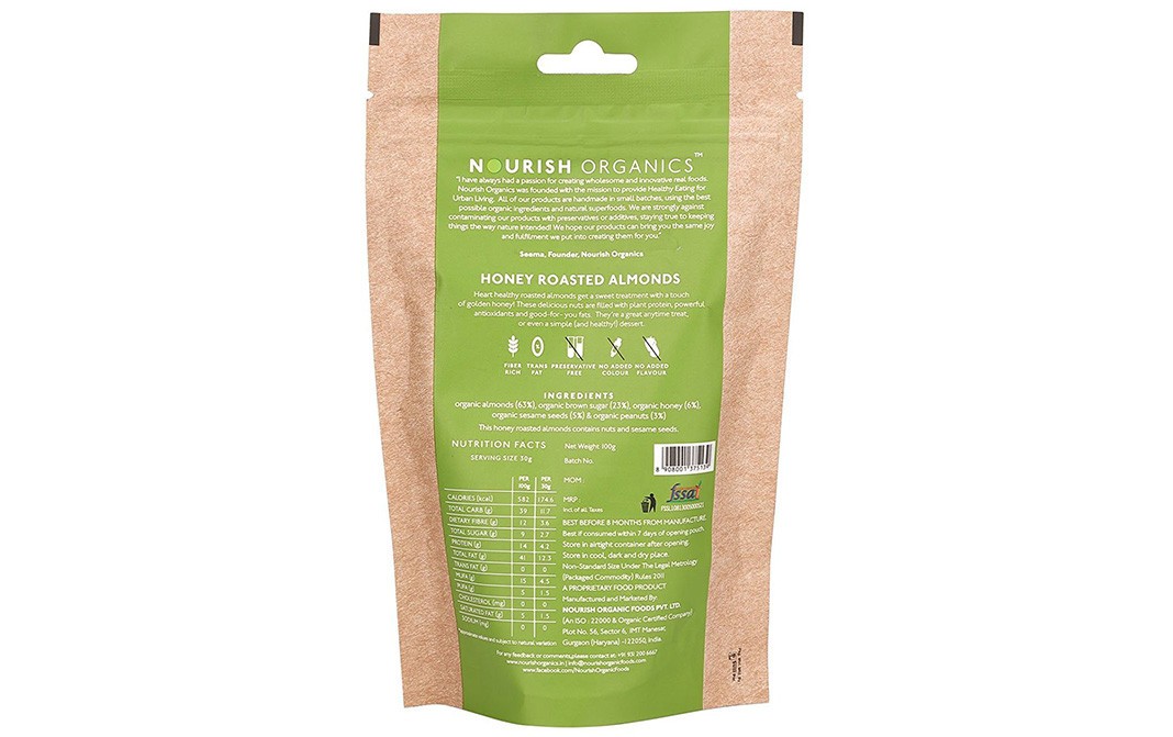 Nourish Organics Honey Roasted Almonds    Pack  100 grams